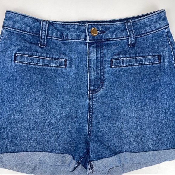 Jennifer Lopez High Rise Denim Shorts Medium Wash - Picture 3 of 16
